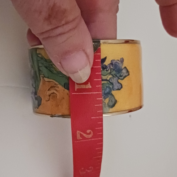 Erwin Pearl 22K Goldplated & Enamel Van Gogh "Irises" Bangle - Picture 9 of 11
